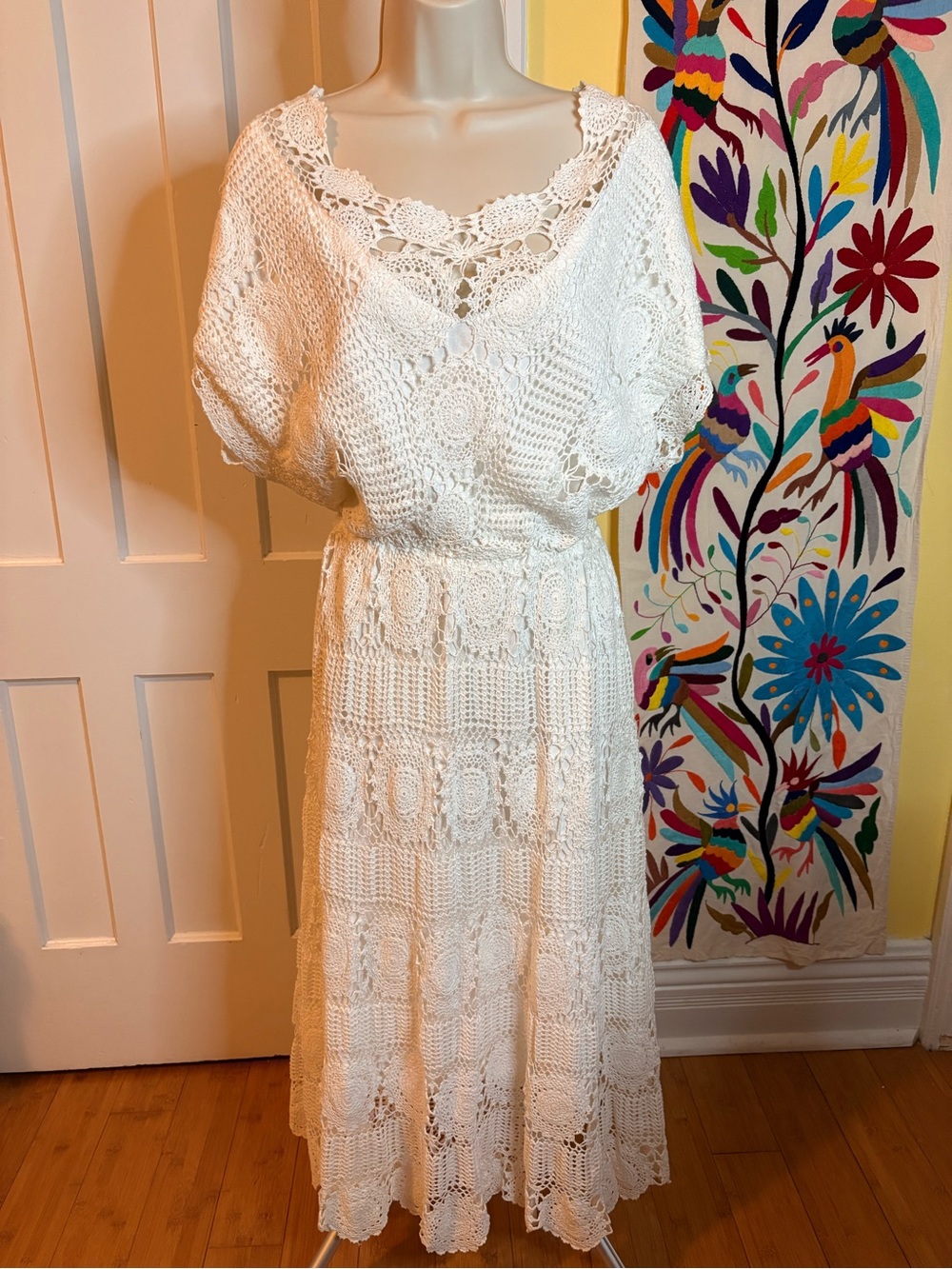 Handcrafted White Crochet Maxi Dress - Brand Unspecified